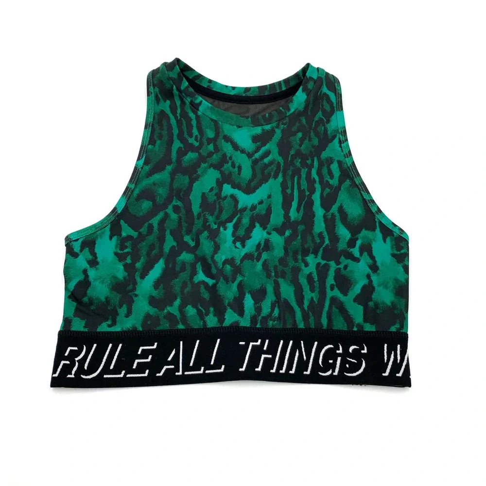 Pam & Gala Green Animal Print Sports Bra Size Small